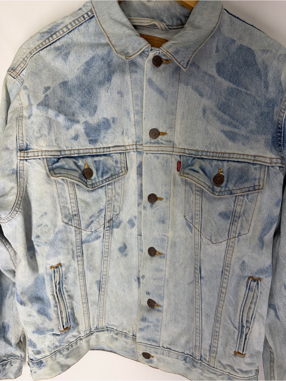 Vintage Levi Strauss & Co. Acid Bleach Wash Denim Trucker Jacket (Made in USA) - Picture 2 of 6